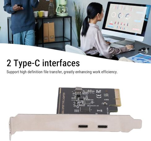 بطاقة توسيع Zunate PCIe إلى بطاقة توسيع من النوع C بسرعة 10 جيجابت في الثانية، شريحة ASM1142، محول USB C بمنفذين للكمبيوتر المكتبي، بطاقة توسيع من النوع للكمبيوتر المكتبي، التوصيل والتشغيل in Kuwait