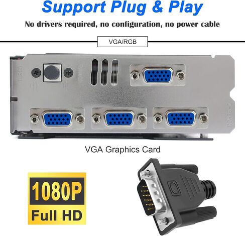 MEIRIYFA VGA Dummy Plug بدون رأس محاكي عرض الأشباح، VGA عرض افتراضي RGB مراقب دمية التوصيل بدون رأس محاكي عرض الأشباح 1920x1080P @ 60 هرتز (2 حزمة) in Kuwait