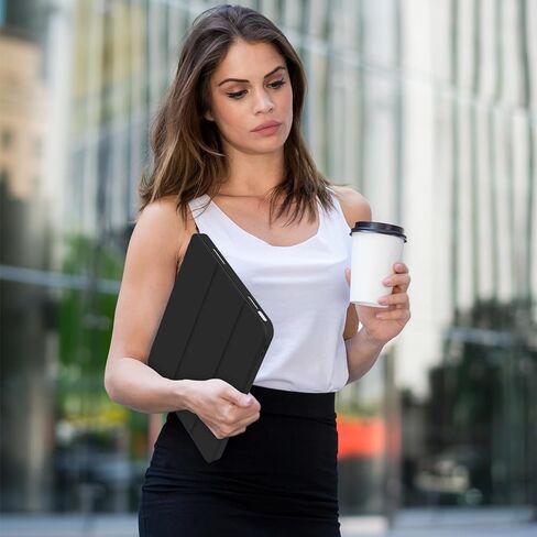 حافظة لجهاز iPad (A16) الجيل الحادي عشر مقاس 11/10.9 بوصة مع حامل أقلام 2025/2022، غطاء حماية رفيع ثلاثي الطي، غطاء هجين مع ظهر ناعم من مادة TPU، أسود in Kuwait