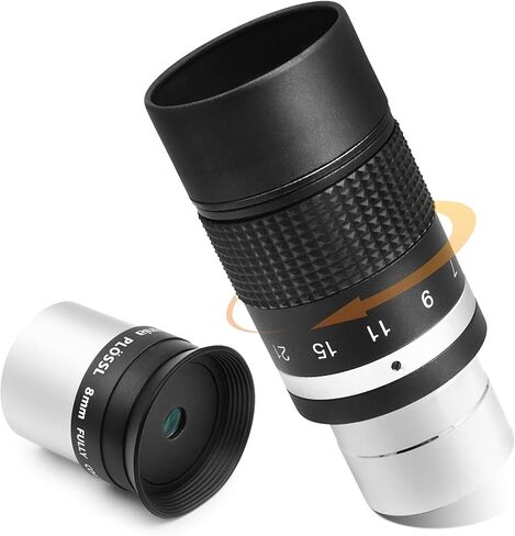 Astromania 8mm 1.25 Inch Plossl Telescope Eyepiece - Bundle with - Zoom Eyepiece for Telescope 7-21mm in Saudi Arabia