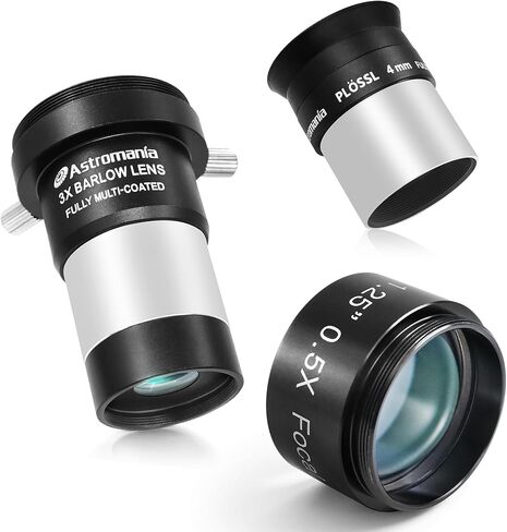 Astromania 1.25" 4mm Plossl Telescope Eyepiece - Bundle with - 1.25" 3X Barlow Lens&0.5X Focal Reducer in Saudi Arabia