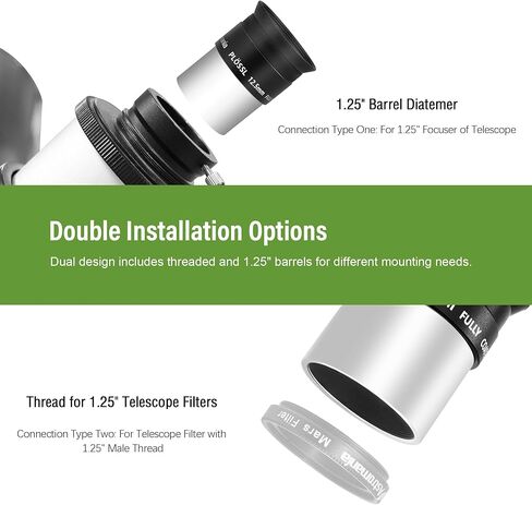 Astromania 12.5mm 1.25 Inch Plossl Telescope Eyepiece - Bundle with - 1.25Inch Cheshire Eyepiece Short in Saudi Arabia