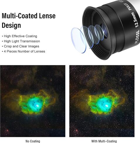 Astromania 12.5mm 1.25 Inch Plossl Telescope Eyepiece - Bundle with - 1.25Inch Cheshire Eyepiece Short in Saudi Arabia