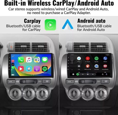 ترقية ستيريو السيارة 4+64 جيجابايت 9 بوصة لسيارة Honda Fit Jazz GD 2002-2008 Android 14 مع CarPlay اللاسلكي Android Auto مزدوج Din شاشة تعمل باللمس راديو رئيس وحدة استبدال الأسنان الزرقاء GPS/FM/WiFi/SWC/الكاميرا الخلفية in Kuwait