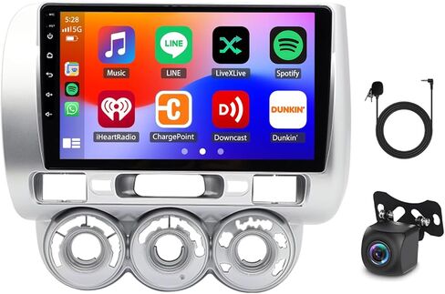 ترقية ستيريو السيارة 4+64 جيجابايت 9 بوصة لسيارة Honda Fit Jazz GD 2002-2008 Android 14 مع CarPlay اللاسلكي Android Auto مزدوج Din شاشة تعمل باللمس راديو رئيس وحدة استبدال الأسنان الزرقاء GPS/FM/WiFi/SWC/الكاميرا الخلفية in Kuwait