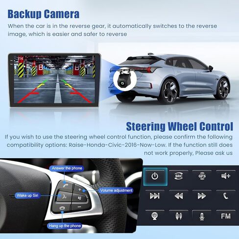 [4G+128G] Android 15 Car Radio for Honda Civic 2013-2017 with Wireless Carplay/Android Auto, 9 Inch HD Touch Screen Car Stereo with GPS WiFi Bluetooth FM/RDS EQ SWC Backup Camera MIC in Saudi Arabia