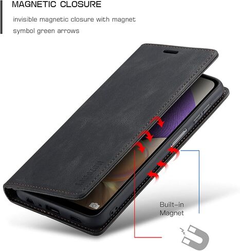 Samsung Galaxy A14 5G Wallet Case with Card Holder [RFID Blocking] Kickstand Magnetic,Leather Flip Case Wallet for Samsung Galaxy A14 5G 6.6 Inch (Black) in Saudi Arabia