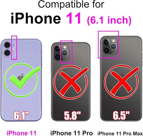 حافظة محفظة لهاتف iPhone 11، [مسند] حامل 3 بطاقات [غلاف داخلي من مادة TPU مقاوم للصدمات]، غطاء قلاب واقٍ مغناطيسي من جلد البولي يوريثان مقاس 6.1 بوصة، فراشة وردية in Saudi Arabia