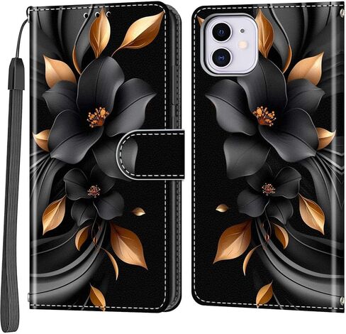 حافظة محفظة لهاتف iPhone 11، [مسند] حامل 3 بطاقات [غلاف داخلي من مادة TPU مقاوم للصدمات]، غطاء قلاب واقٍ مغناطيسي من جلد البولي يوريثان مقاس 6.1 بوصة، فراشة وردية in Saudi Arabia