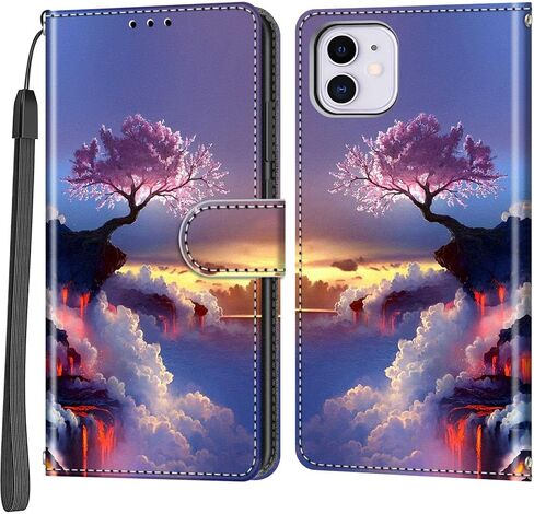 حافظة محفظة لهاتف iPhone 11، [مسند] حامل 3 بطاقات [غلاف داخلي من مادة TPU مقاوم للصدمات]، غطاء قلاب واقٍ مغناطيسي من جلد البولي يوريثان مقاس 6.1 بوصة، فراشة وردية in Saudi Arabia