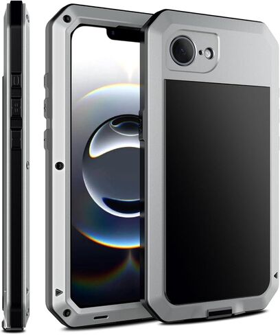 Marrkey حافظة معدنية لهاتف iPhone 16E مقاس 6.1 بوصة، مصنوعة من سبائك الألومنيوم شديدة التحمل مقاومة للصدمات، حافظة هاتف من الدرجة العسكرية، غطاء حماية كامل للجسم 360 درجة مع واقي شاشة مدمج من السيليكون - أسود in Kuwait