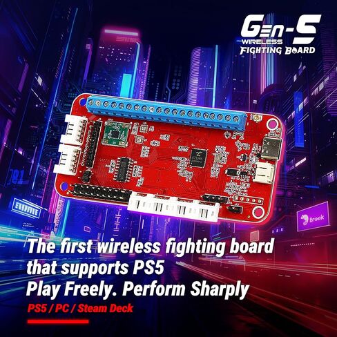Brook Gaming Gen5W Fighting Board – Wireless Compatible Controller Board for P5, PC & Steam Deck | Ultra-Low Latency | Turbo, Macro & RGB Customization in Saudi Arabia