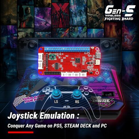 Brook Gaming Gen5W Fighting Board – Wireless Compatible Controller Board for P5, PC & Steam Deck | Ultra-Low Latency | Turbo, Macro & RGB Customization in Saudi Arabia