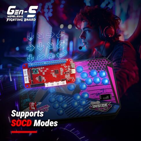 Brook Gaming Gen5W Fighting Board – Wireless Compatible Controller Board for P5, PC & Steam Deck | Ultra-Low Latency | Turbo, Macro & RGB Customization in Saudi Arabia