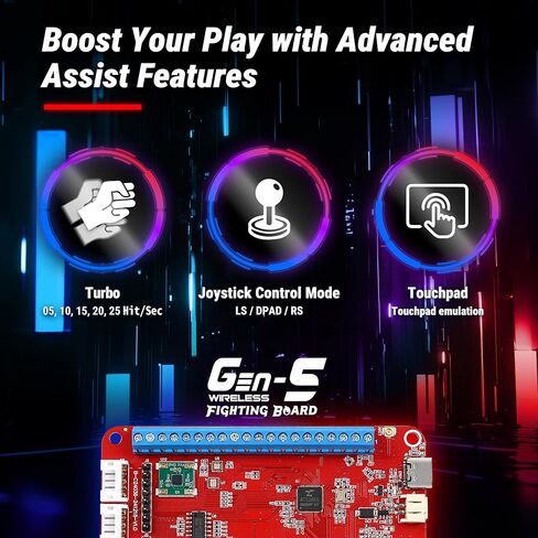 Brook Gaming Gen5W Fighting Board – Wireless Compatible Controller Board for P5, PC & Steam Deck | Ultra-Low Latency | Turbo, Macro & RGB Customization in Saudi Arabia
