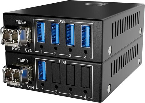 USB 3.0/2.0/1.1 to Fiber Optic Extender with 4-Port USB Hub – Up to 820ft 250m Over SM/MM LC Fiber – Plug & Play, No Driver Needed – Power from USB – Supports High-Speed Devices & Cameras in Saudi Arabia