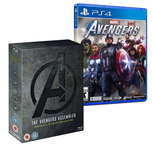 مجموعة Marvel's Avengers لجهاز PS4 + Avengers 4-Movie Collection Box Set Blu-ray - حزمة جامعي اللعب والمشاهدة in Saudi Arabia
