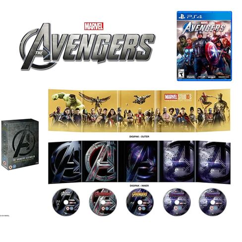 مجموعة Marvel's Avengers لجهاز PS4 + Avengers 4-Movie Collection Box Set Blu-ray - حزمة جامعي اللعب والمشاهدة in Saudi Arabia