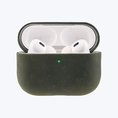 حافظة جلدية من RustBend لأجهزة AirPods Pro 3، لمسة نهائية عتيقة تم ارتداؤها في المعركة، فاخرة ومتينة، حافظة كاملة مصنوعة يدويًا، جلد RustBend Crazy Horse مصنوع يدويًا (أخضر الغابة) in Saudi Arabia