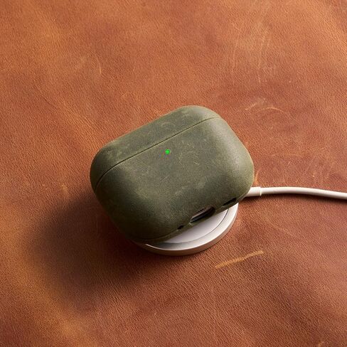 حافظة جلدية من RustBend لأجهزة AirPods Pro 3، لمسة نهائية عتيقة تم ارتداؤها في المعركة، فاخرة ومتينة، حافظة كاملة مصنوعة يدويًا، جلد RustBend Crazy Horse مصنوع يدويًا (أخضر الغابة) in Saudi Arabia
