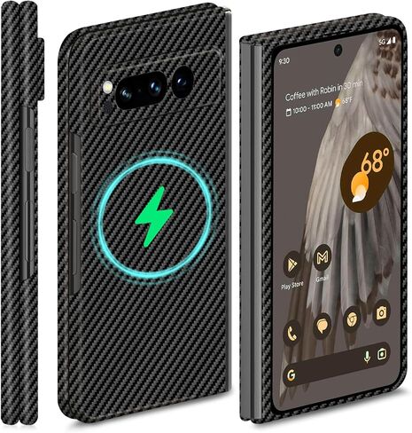 Slim & Thin Carbon Fiber Case for Google Pixel Fold Compatible with MagSafe, Aramid Fiber Cover with Magnetic for Pixel Fold, Matte Black in Saudi Arabia