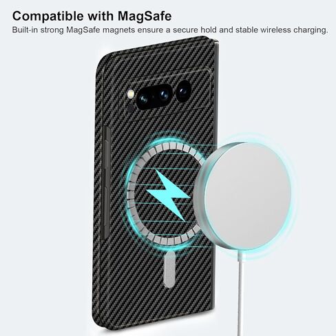 Slim & Thin Carbon Fiber Case for Google Pixel Fold Compatible with MagSafe, Aramid Fiber Cover with Magnetic for Pixel Fold, Matte Black in Saudi Arabia