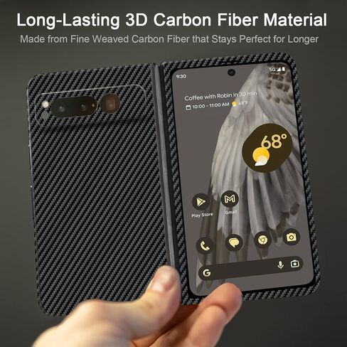 Slim & Thin Carbon Fiber Case for Google Pixel Fold Compatible with MagSafe, Aramid Fiber Cover with Magnetic for Pixel Fold, Matte Black in Saudi Arabia