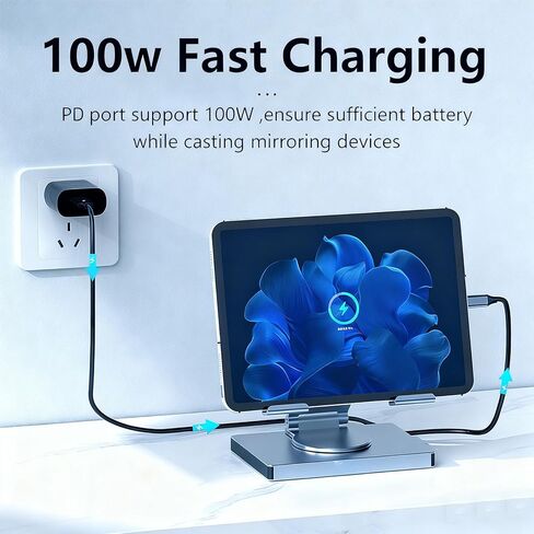 100W PD Charging USB C Laptop Docking Station, 7 in 1 Tablet Holder Hub, 4K 30Hz, 360 Swivel, Aluminum Alloy, for Laptop, Home Office in Saudi Arabia