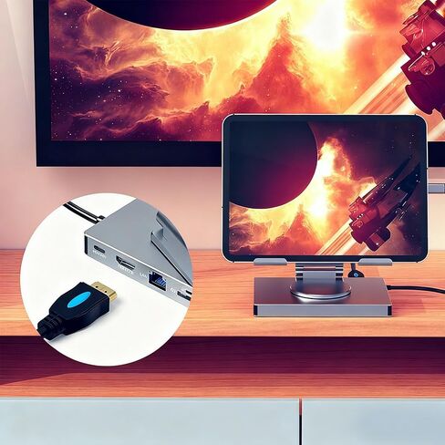 100W PD Charging USB C Laptop Docking Station, 7 in 1 Tablet Holder Hub, 4K 30Hz, 360 Swivel, Aluminum Alloy, for Laptop, Home Office in Saudi Arabia