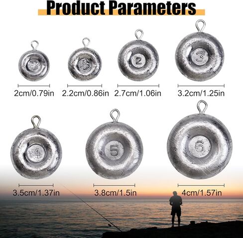 Disc Sinkers Lead Coin Weights Flat Round Sinker for Surf Drifting River Trolling Catfishing Fishing Pancake Sinkers and Weights 3/4oz - 8oz in Kuwait