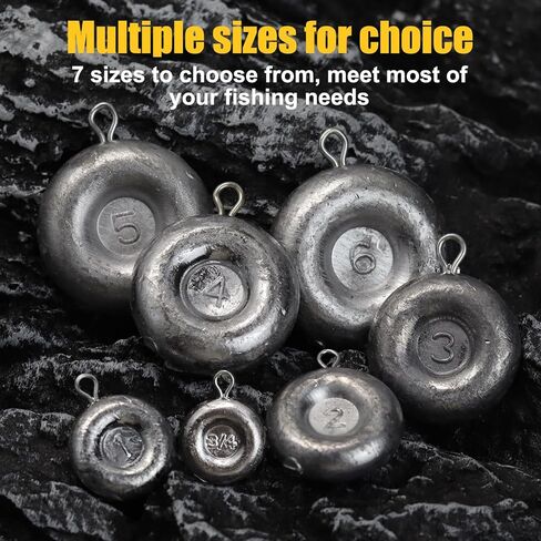 Disc Sinkers Lead Coin Weights Flat Round Sinker for Surf Drifting River Trolling Catfishing Fishing Pancake Sinkers and Weights 3/4oz - 8oz in Kuwait