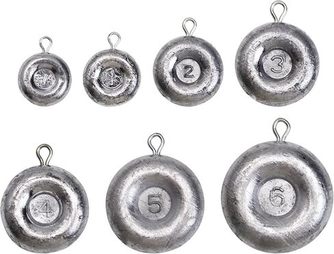 Disc Sinkers Lead Coin Weights Flat Round Sinker for Surf Drifting River Trolling Catfishing Fishing Pancake Sinkers and Weights 3/4oz - 8oz in Kuwait