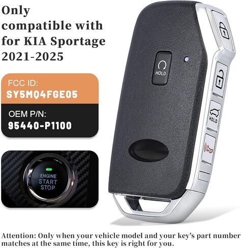 KEYECU 5 زر مفتاح فوب استبدال لكيا سبورتاج 2021 2022 2023 2024 2025 سيارة عن بعد بدء تشغيل بدون مفتاح مفتاح ذكي 433 ميجا هرتز 4A رقاقة FCC ID: SY5MQ4FGE05، P/N: 95440-P1100 in Saudi Arabia