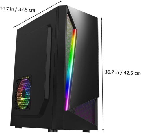 حافظة كمبيوتر ألعاب TEHAUX مع لوحة جانبية من الأكريليك، هيكل أسود متوسط ​​الحجم ATX مع USB 3.0، إضاءة RGB متوافقة مع أجهزة الكمبيوتر المكتبية والاستخدام المكتبي in Saudi Arabia