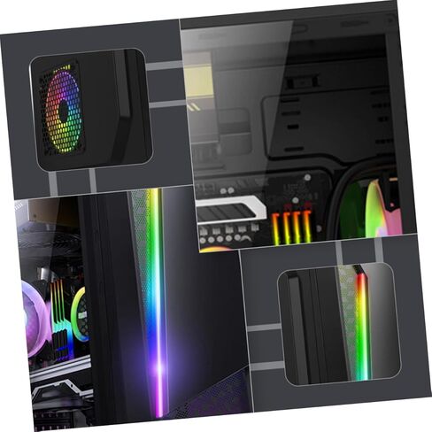 حافظة كمبيوتر ألعاب TEHAUX مع لوحة جانبية من الأكريليك، هيكل أسود متوسط ​​الحجم ATX مع USB 3.0، إضاءة RGB متوافقة مع أجهزة الكمبيوتر المكتبية والاستخدام المكتبي in Saudi Arabia