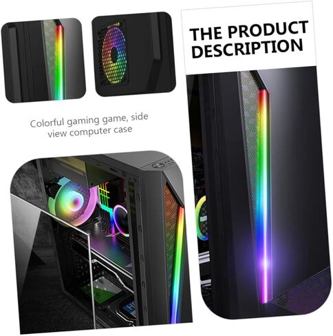 حافظة كمبيوتر ألعاب TEHAUX مع لوحة جانبية من الأكريليك، هيكل أسود متوسط ​​الحجم ATX مع USB 3.0، إضاءة RGB متوافقة مع أجهزة الكمبيوتر المكتبية والاستخدام المكتبي in Saudi Arabia