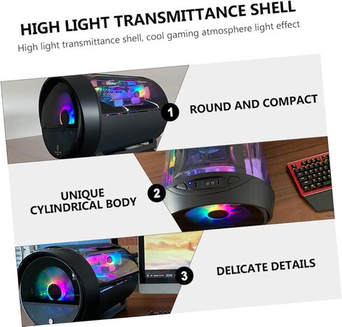 حقيبة كمبيوتر دائرية معدلة RGB لتبريد المياه من BESPORTBLE، حاوية مضيفة للألعاب Matx مع لوحة جانبية بانورامية، أسود - هيكل كمبيوتر مكتبي للبنيات المخصصة وعشاق الرياضات الإلكترونية in Kuwait