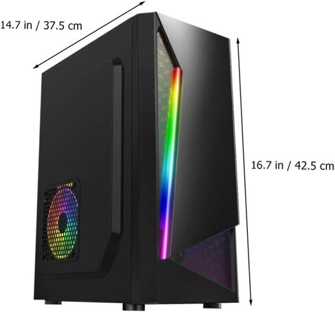 Gaming Desktop Computer Case with Acrylic Side Panel, USB 3.0, Black Mid Tower Chassis Compatible with ATX and Matx Motherboards for Home and Cafe Use in Saudi Arabia