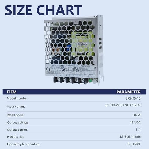 DYSGLOBAL LRS-35-12 AC-DC تحويل التيار الكهربائي 12V 3A 36W مخرج واحد لأنظمة الأتمتة الصناعية والمعدات الكهربائية in Saudi Arabia