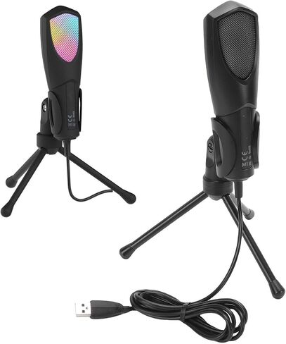 ميكروفون USB للألعاب من Sanpyl للكمبيوتر الشخصي، ميكروفون كمبيوتر مكثف RGB مع حامل ثلاثي القوائم قابل للتعديل، وإلغاء الضوضاء، لتسجيل بث البث in Saudi Arabia