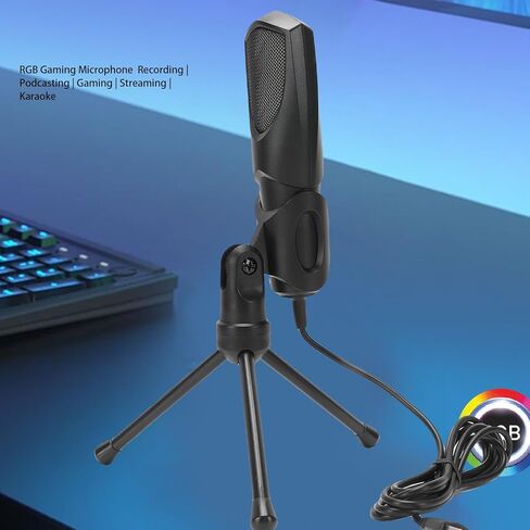 ميكروفون USB للألعاب من Sanpyl للكمبيوتر الشخصي، ميكروفون كمبيوتر مكثف RGB مع حامل ثلاثي القوائم قابل للتعديل، وإلغاء الضوضاء، لتسجيل بث البث in Saudi Arabia