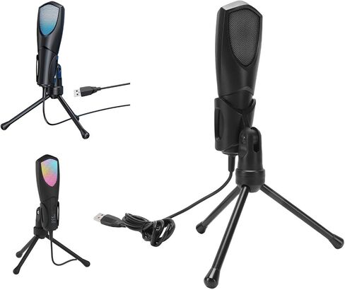 ميكروفون USB للألعاب من Sanpyl للكمبيوتر الشخصي، ميكروفون كمبيوتر مكثف RGB مع حامل ثلاثي القوائم قابل للتعديل، وإلغاء الضوضاء، لتسجيل بث البث in Saudi Arabia