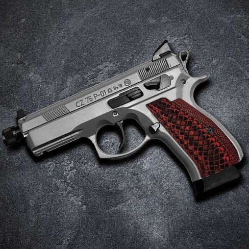 مقابض يد رائعة G10 لـ CZ 75/85 Compact، CZ P-01، P100، C100، Tristar T100، CZ PCR، CZ 75 D، مقابض مسدس سوداء متضمنة، نسيج مقياس الثعبان العدواني in Saudi Arabia