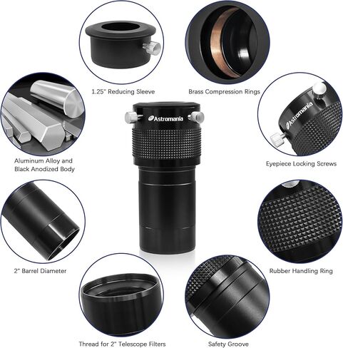 Astromania 2" Kellner FMC 55 Degree Eyepiece 26mm - Bundle with - Barlow Lens 2X 2 Inch with ED Glass in Saudi Arabia