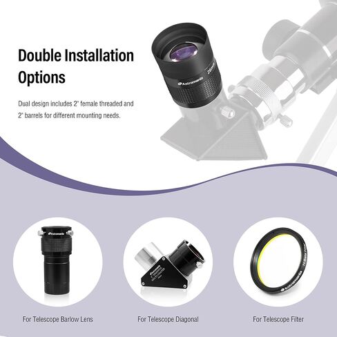 Astromania 2" Kellner FMC 55 Degree Eyepiece 26mm - Bundle with - Barlow Lens 2X 2 Inch with ED Glass in Saudi Arabia