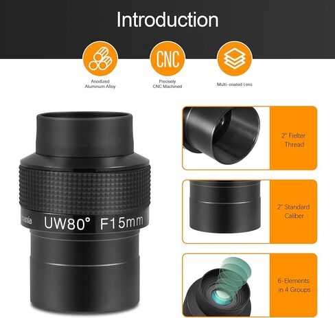 Astromania 2" Kellner FMC 55 Degree Eyepiece 32mm - Bundle with - 2 inch 15mm Ultra Wide 80 Degree Eyepiece in Saudi Arabia