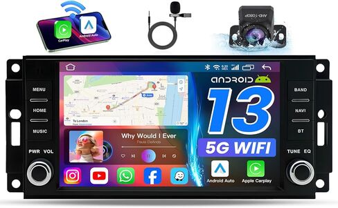 [4G+64G] ستيريو راديو سيارة واي فاي 5G لسيارة دودج تشالنجر 2008-2014: راديو لسيارة دودج رام 1500 2009-2012، شاشة لمس عالية الدقة 7 بوصات مع نظام CarPlay لاسلكي Android Auto GPS بلوتوث FM/RDS كاميرا احتياطية in Kuwait