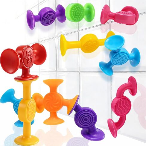 Toddlers Suction Cup Toys, High Chair Toys for Babies, Bath Toys for Kids Ages 1-3, Airplane Baby Essentials Starter Montessori Stocking Stuffers Travel Car(12-Large) in Kuwait