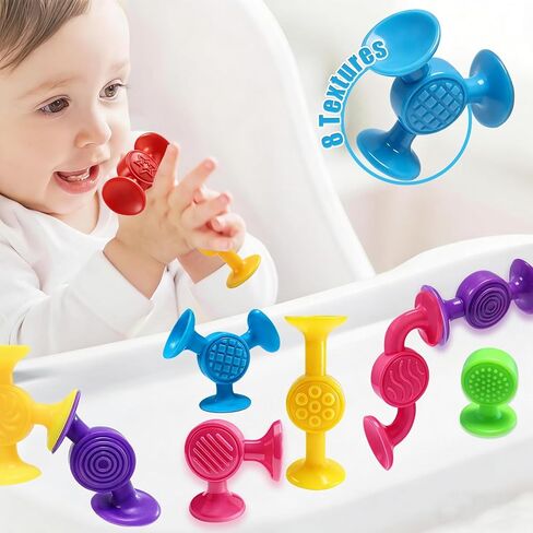 Toddlers Suction Cup Toys, High Chair Toys for Babies, Bath Toys for Kids Ages 1-3, Airplane Baby Essentials Starter Montessori Stocking Stuffers Travel Car(12-Large) in Kuwait