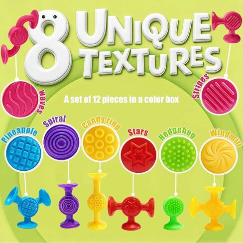 Toddlers Suction Cup Toys, High Chair Toys for Babies, Bath Toys for Kids Ages 1-3, Airplane Baby Essentials Starter Montessori Stocking Stuffers Travel Car(12-Large) in Kuwait